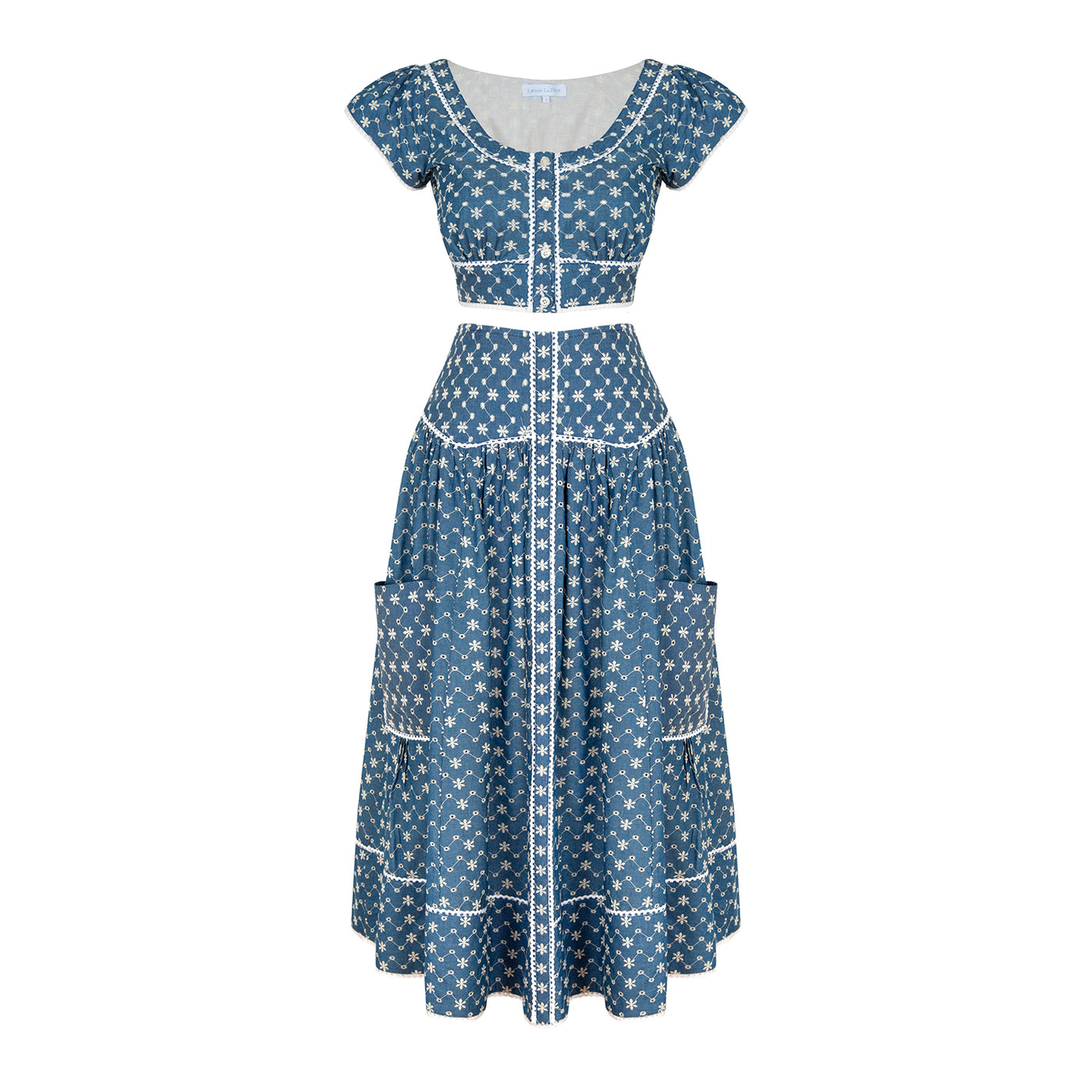 ◆Loulouseoul◆ Jaden Flower Dress Scarf Set Blue P0000FPK Julie Set – Loulou La Dune