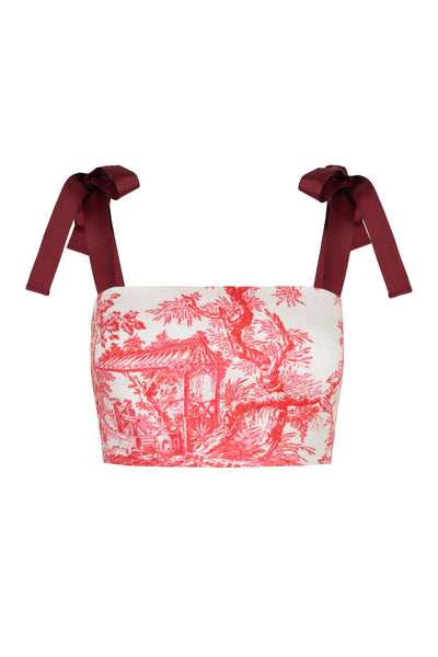 Mia Set in Cherry Red Toile de Jouy