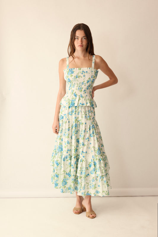 Eva in Green Green and Blue Floral / S Eva in Green Green and Blue Floral / S